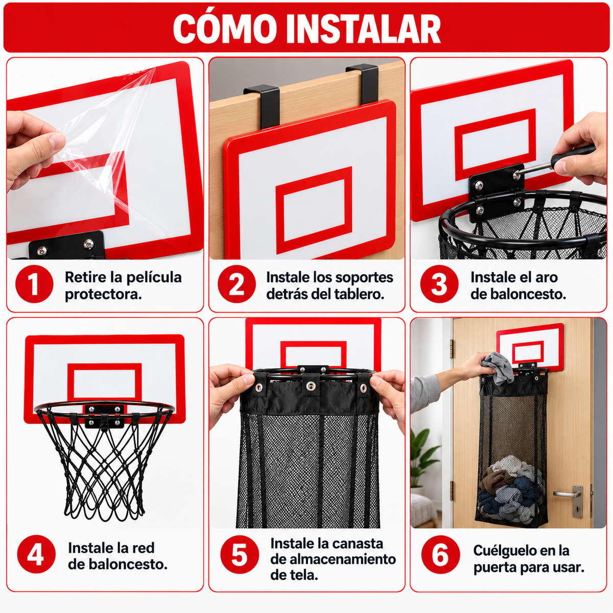 Tablero de basquetbol para ropa sucia